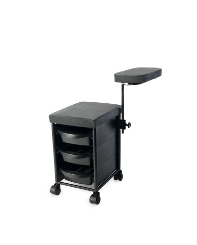 SGABELLO MANICURE CON TIRETTI NERO LABOR