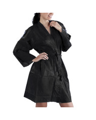 kimono in tnt cnf singola nero imbustato con cintura e taschino