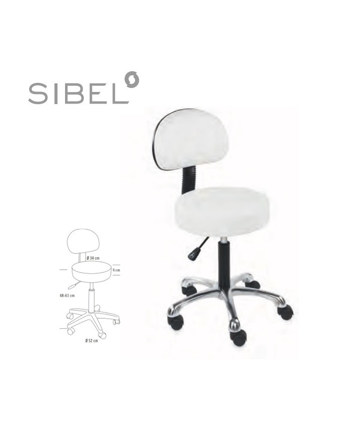 SGABELLO BEAUTY CONFORT BIANCO POMPA SCHIENALE