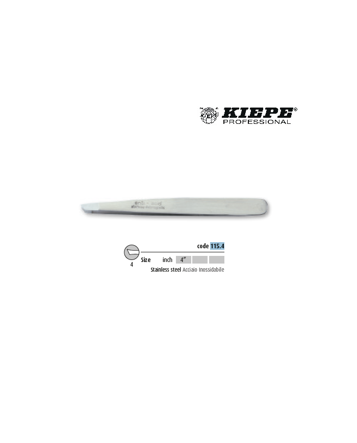 KIEPE PINZETTA INOX SATINATA PUNTA OBLIQUA