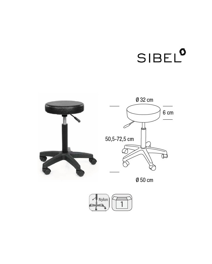 SGABELLO OBB RIVOLI NERO BASE CON RUOTE