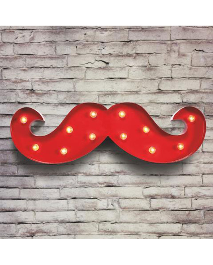 BARBER PRO MOUSTACHE INSEGNA LED BAFFI ROSSA