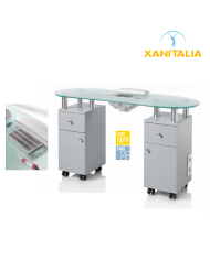 TAVOLO MANICURE LOGIKA 2 VETRO CON 2 CASSETTIERE