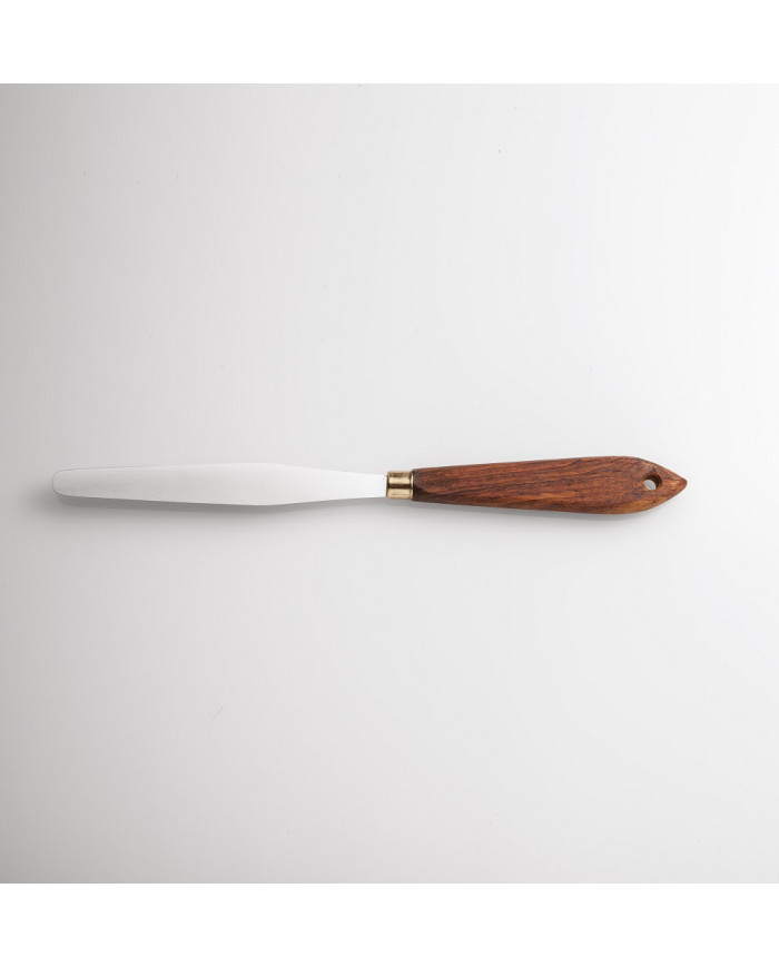 SPATOLA INOX SOTTILE CON MANICO IN LEGNO - L. 23CM