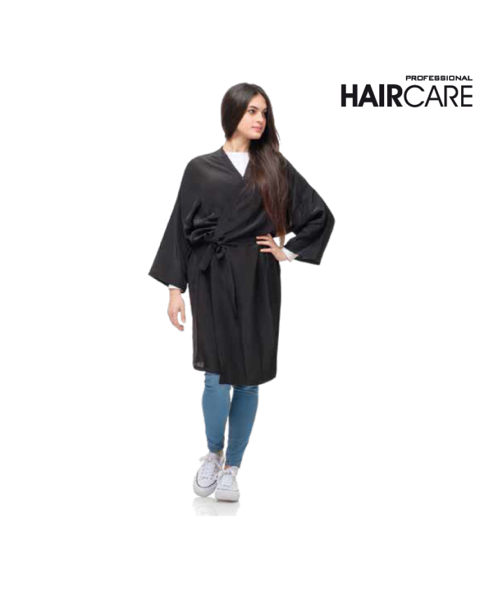 KIMONO PROFESSIONALE IN SATIN NERO EXTRALONG