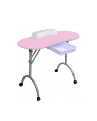 TAVOLO MANICURE PORTATILE ROSA CON TIRETTO E VALIGIA IN TELA