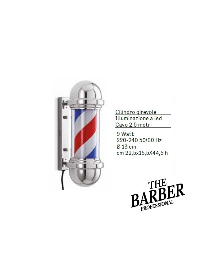 INSEGNA DA BARBIERE BARBER POLE INDOOR ARGENTO