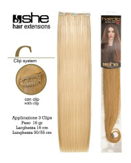 she extension con clips capelli umani 100 misura l-16 x 55 cm - colore 10