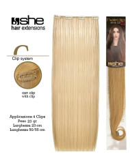 she extension con clips capelli umani 100 misura l-23 x 55 cm - colore 59