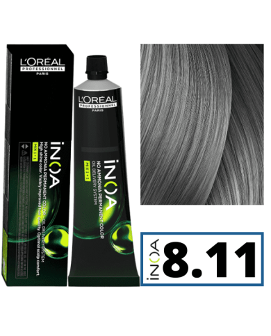 LOREAL INOA 8.11 BIONDO CHIARO CENERE PROF 60 GR