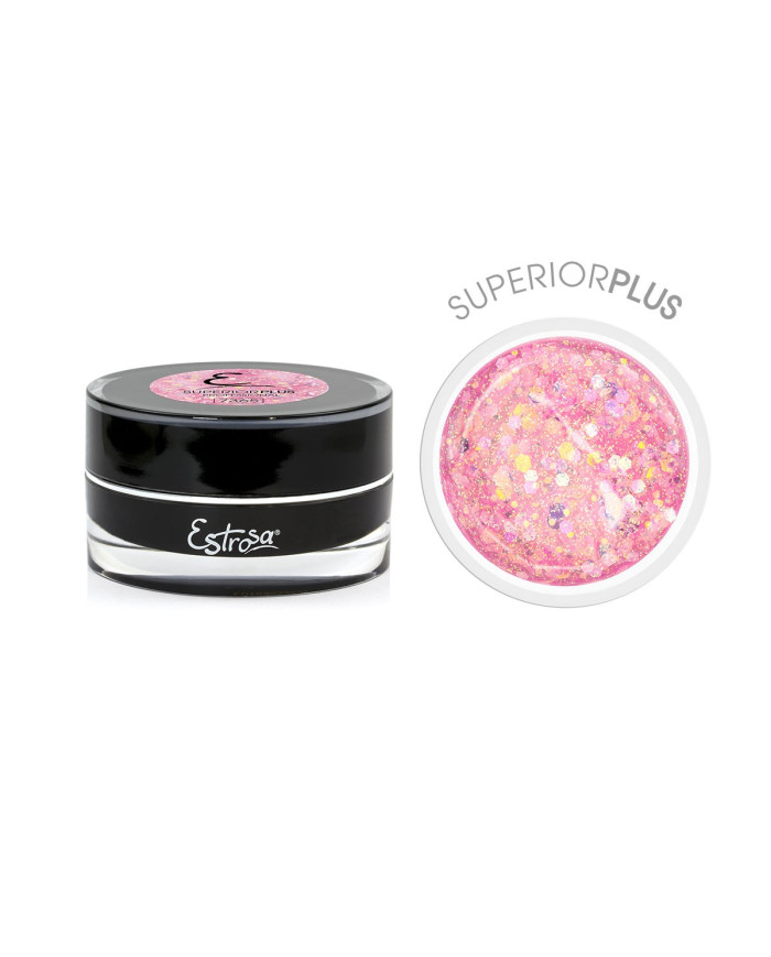 ESTROSA GEL SUPERIOR PLUS 15ML PINK HEXAGON GLITT