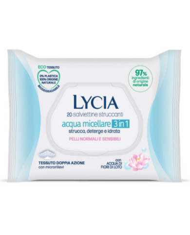 SALVIETTINE STRUCCANTI 20 PZ ACQUA MIC. - LYCIA