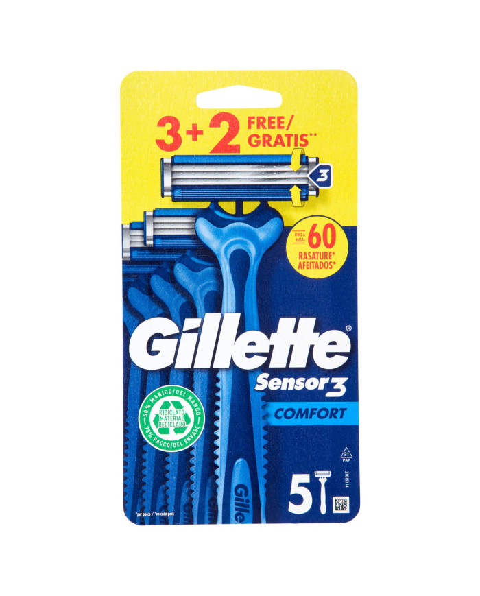 GILLETTE SENSOR3 COMFORT RASOI MONOUSO 3+2