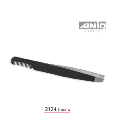 PINZETTA SOPRACIGLIA NERA PUNTA OBLIQUA PETTINE