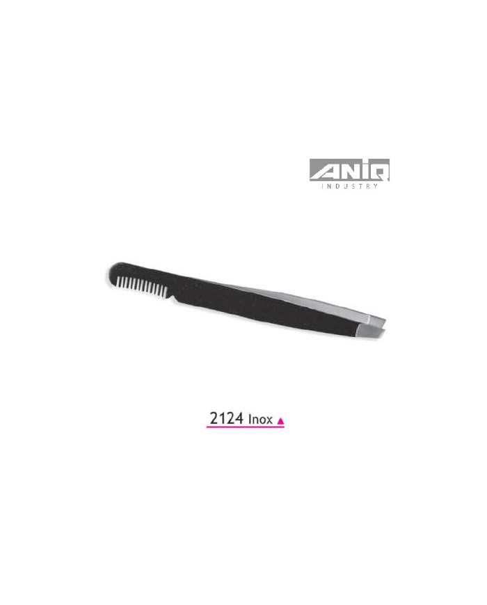 PINZETTA SOPRACIGLIA NERA PUNTA OBLIQUA PETTINE