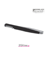 pinzetta sopraciglia nera punta obliqua pettine