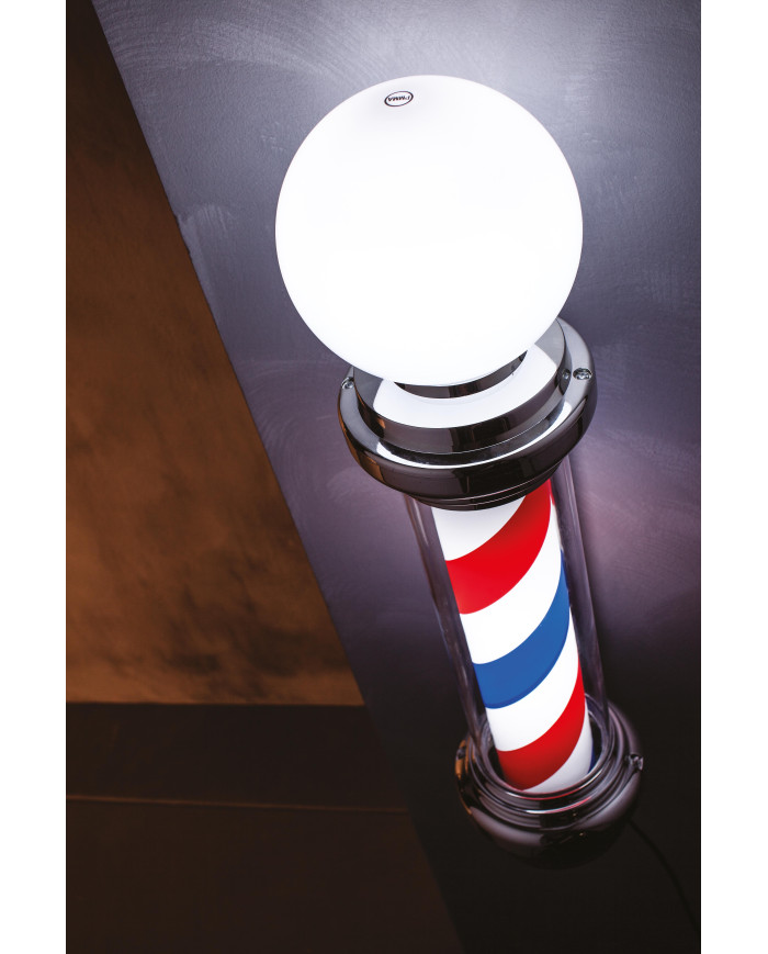 BARBER POLE INSEGNA DA BARBIERE LUMINOSA CON SFERA