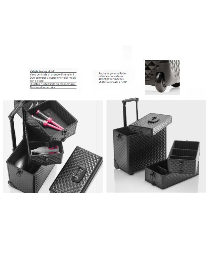TROLLEY STAGE X SILVER DIAMONDS RUOTE ROLLER SILEN