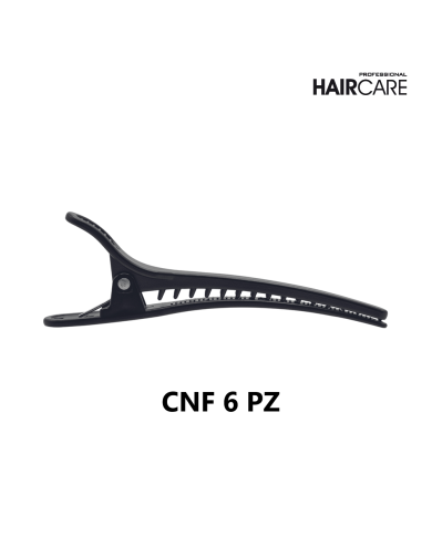 CLIP ACCONCIATURA LARGA DENTATA 6PZ NERA PLASTICA