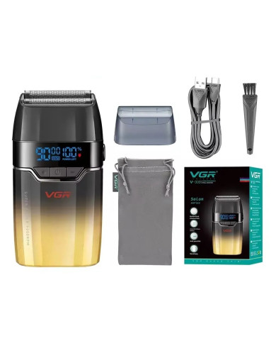 VGR SHAVER CORDLESS V-308 DUAL FOIL SALON GOLD